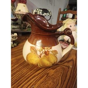 Vintage 1960s McCoy USA‎ Pottery Pitcher 48 Oz Fruit Festival Pattern 7515 Brown